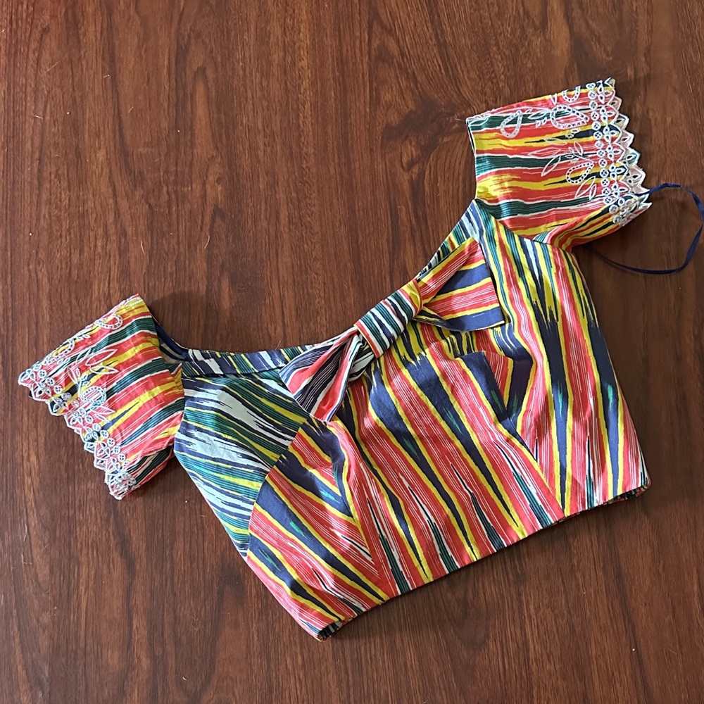 BNWOT SALONI Multicolor Striped crop top with zipper in back size 0